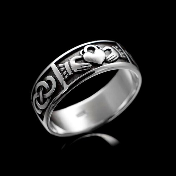 💝 Trendy Mujer Guard Concentric Knot Carving Heart Rings for Women, PD622 - Picture 2 of 7